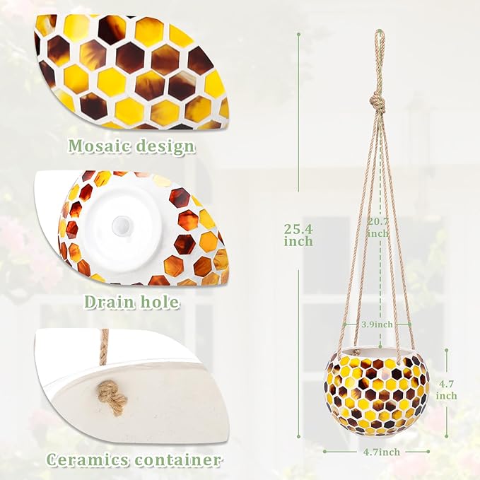 Hanging Planter Mosaic Garden Pot Small Flower Pot - Image 5