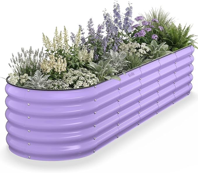 Kesfitt Raised Garden Bed, Metal Galvanized Steel Oval Garden Bed 8x2x1.5 ft by Kesfitt