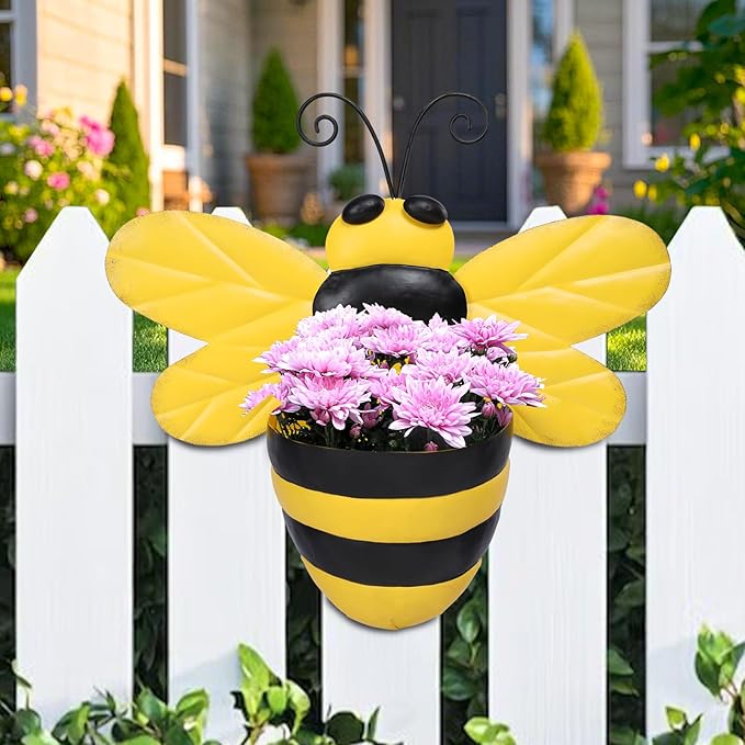 Metal Wall Planter Bee Wall Mounted Planters Small Flower Pot - Image 8