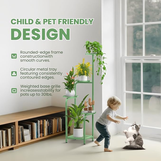 TOSKING 5 Tier Tall Plant Stand Indoor Outdoor, Heavy Duty Corner Shelf - Image 5