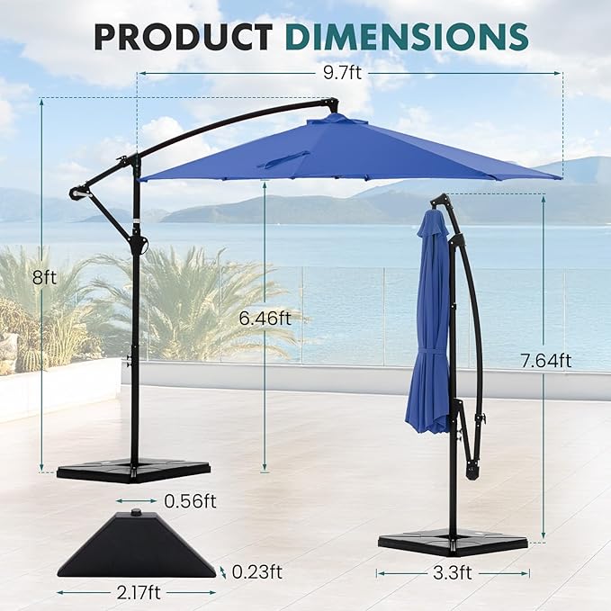 OLIXIS 9.7FT Offset Patio Umbrella - Image 5