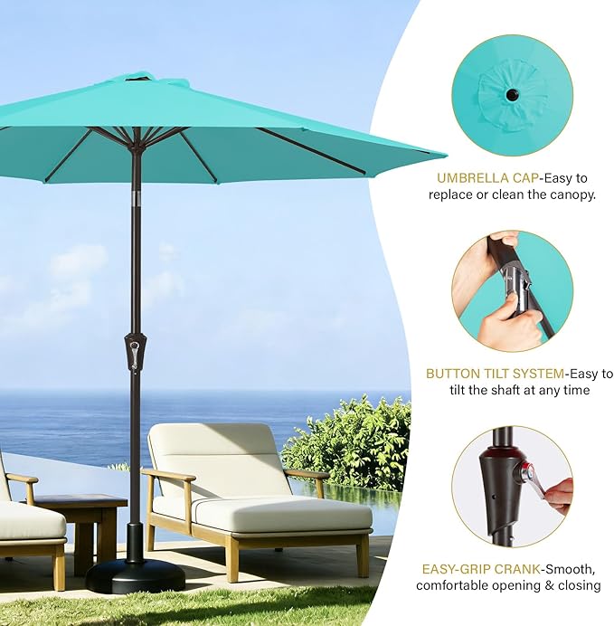 MEWAY 9ft Patio Umbrella Outdoor Table Umbrellas - Image 6