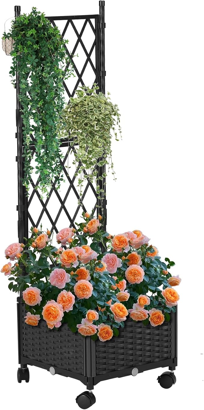 Planter with Trellis Raised Garden Beds, Trellis Planter Box Outdoor by yotoworthgardenhome