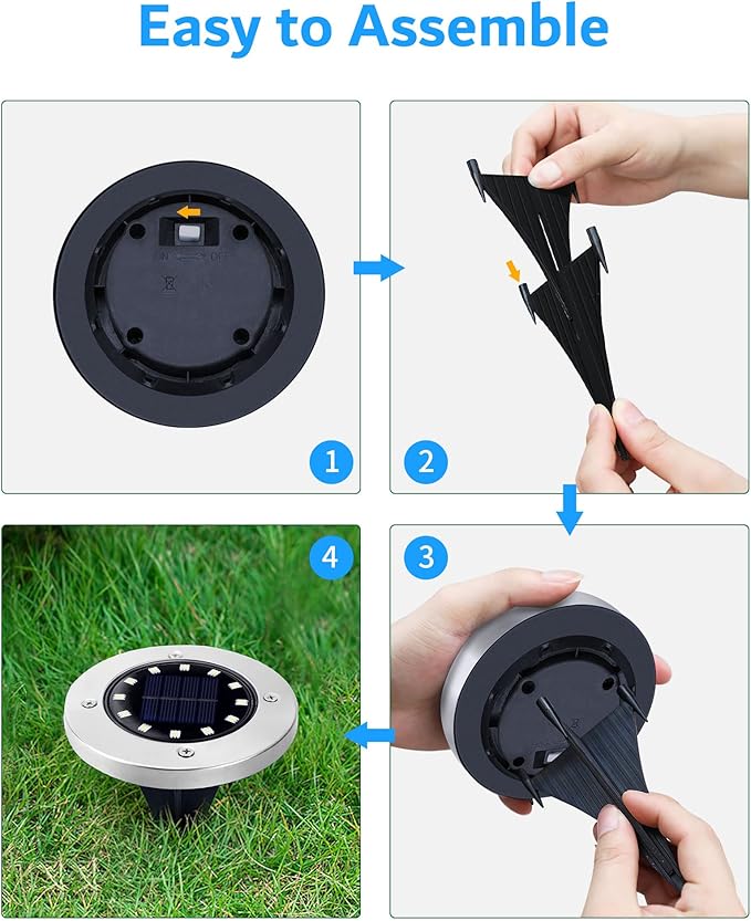 Biling Solar Ground Lights Outdoor 8 Packs, Flat Bright 12 LEDs Solar Lights - Image 6