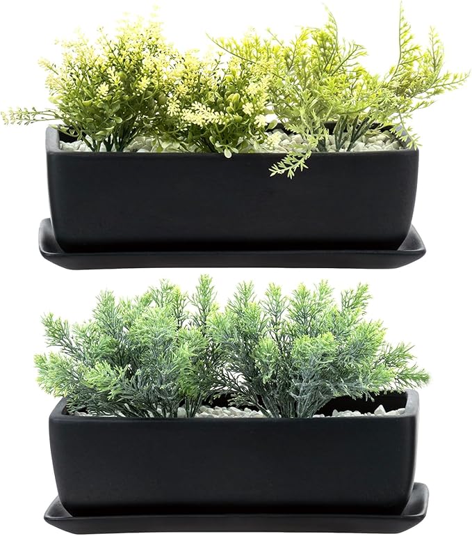 MyGift Matte Black Ceramic Indoor Plant Pot Succulent Planter, Decorative - Image 6