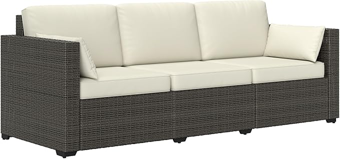 Outsunny Patio Couch PE Wicker Deep Seating Outdoor Sofa by Outsunny
