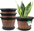 Quarut Large 4 Pack 14 inch Plant Pots, Whiskey Barrel Planters by Quarut