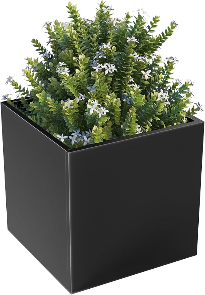 Metal Large Planter Box 20" L x 20" W x 20" H, Heavy Duty Tall Rectangle by Baotree