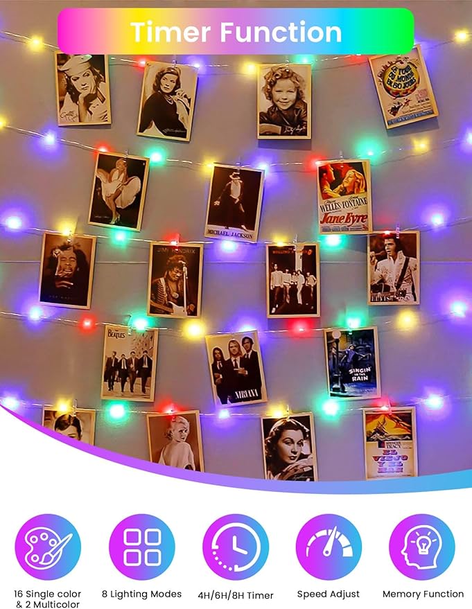 66Ft 200 LED RGB Color Changing Christmas Fairy Lights Plug in, Waterproof - Image 6