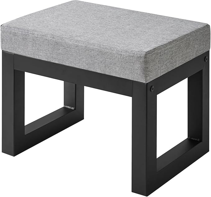 IBUYKE 16 Inch Small Foot Stool Ottoman, Rectangle Linen Foot Rest by IBUYKE