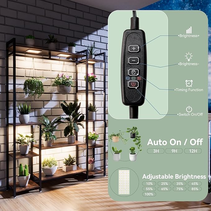Plant Stand Indoor with Grow Lights 11 Tiered Wood Indoor Plant Shelf 62" Tall - Image 4