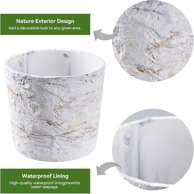 Ekirlin 7 Inch Natural Ore Textures Plant Pot, Resin Outdoor Planters - Image 2