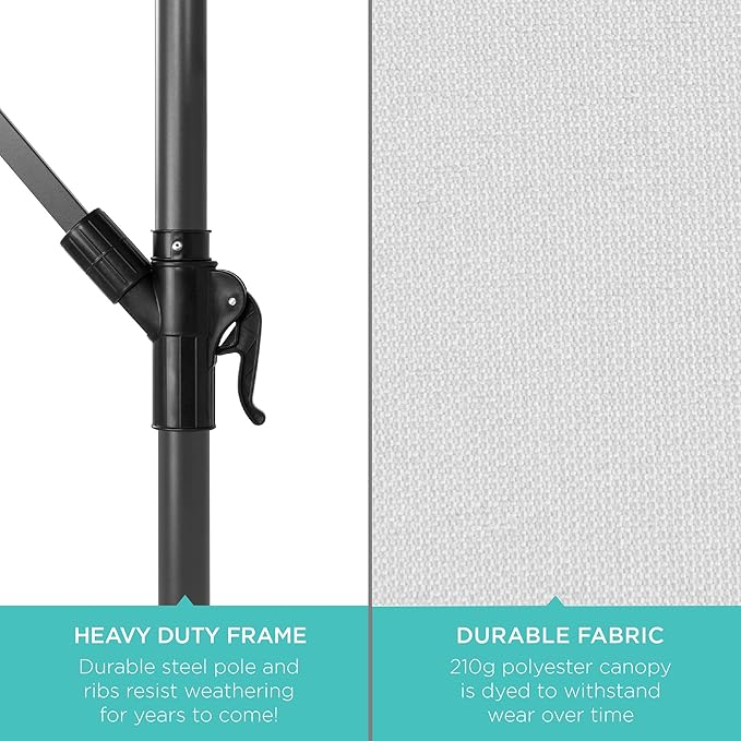 Best Choice Products 10ft Solar LED Offset Cantilever Hanging Market Patio - Image 6