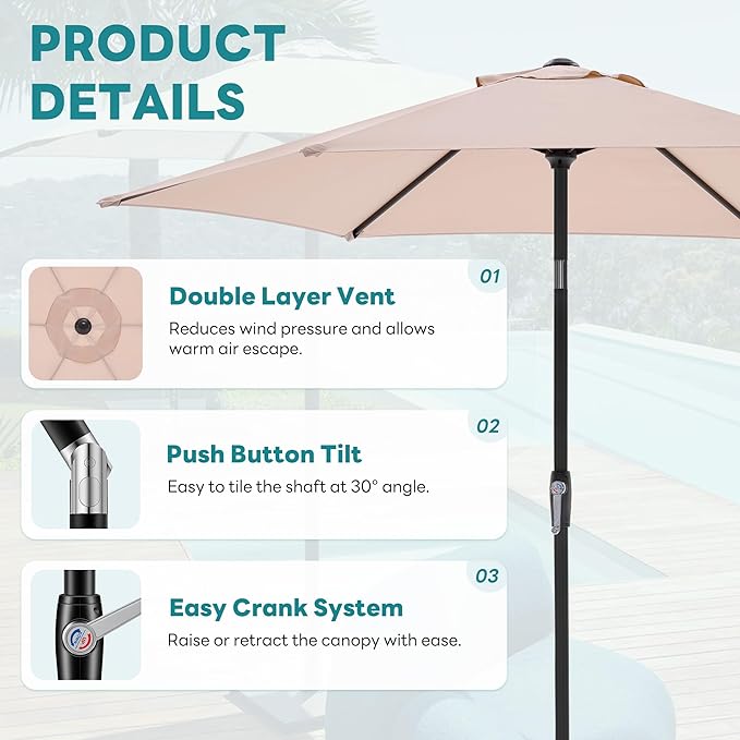 OLIXIS 7.5ft Patio Umbrella - Image 2