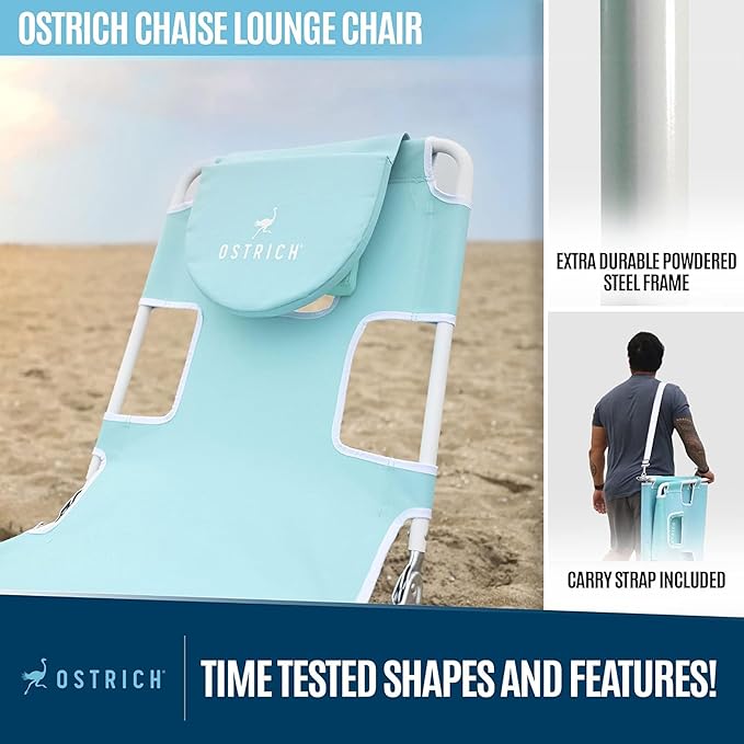 Ostrich 72 by 22 Inch Versatile Chaise Lounge Portable Reclining Lounger - Image 4