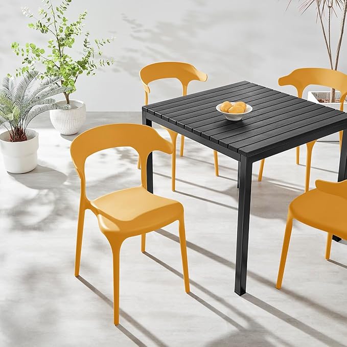Modern Stackable Dining Chair Set, No Assembly, Plastic Chair, Patio Chair - Image 2