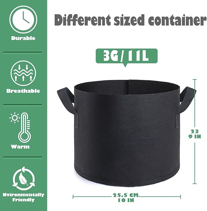 GROWTNT 3 Gallon Grow Bags 24 Pack, 3 Gallon Fabric Pots, Garden Bags to Grow - Image 2