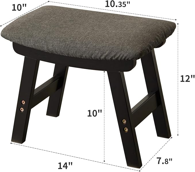 Foot Stool, Bamboo Small Sofa Foot Rest Under Desk, Extra Seating - Image 2