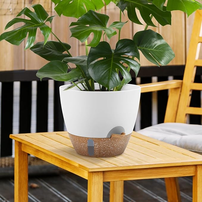 Self-Watering Plant Pots with Water Level Indicator, Drainage Holes & Saucers – - Image 4