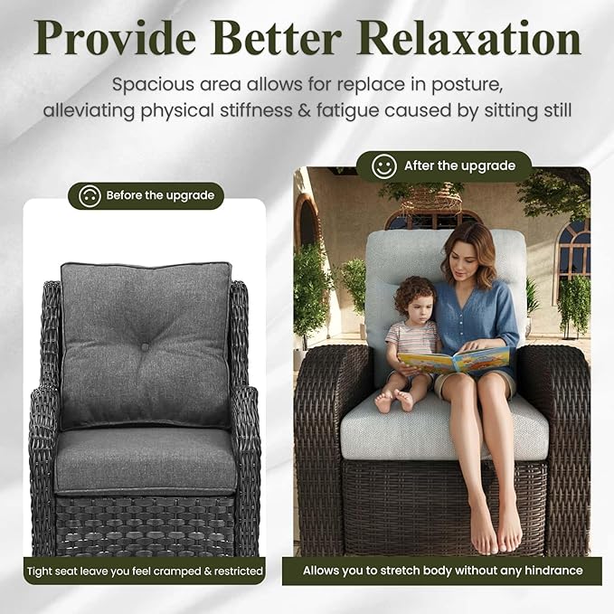 LayinSun Oversized Wicker Outdoor Swivel Glider Recliner - Image 6