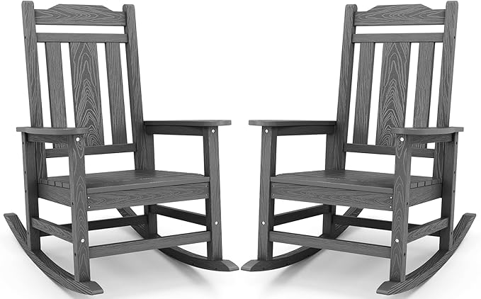 SERWALL Oversized Rocking Chair Set of 2 Outdoor, HDPE Outdoor Rocking Chair by SERWALL