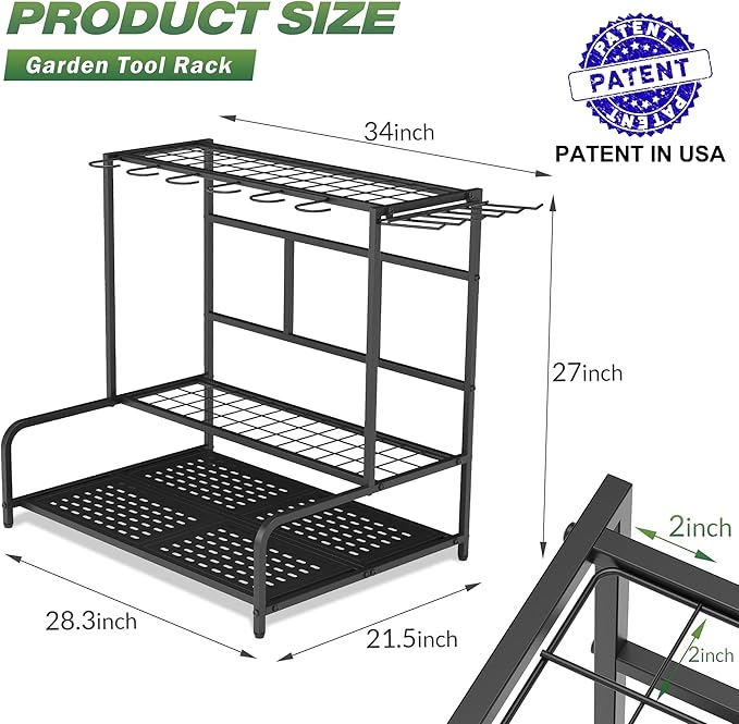 Garden Tool Organizer Rack Up to 39 Tools, Heavy-Duty Steel Yard Tool Organizer - Image 2