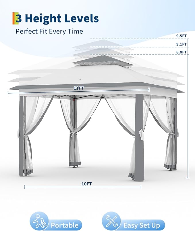 11'x11 Pop-Up Gazebo, Instant Outdoor Canopy Tent - Image 3