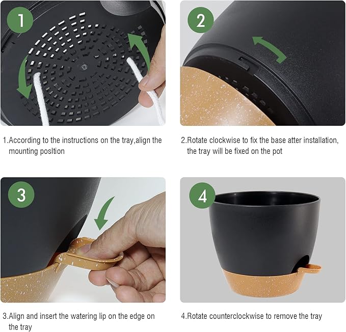 12inch 2Pack Large Self Watering Planters, Plastic Plant Pots - Image 4