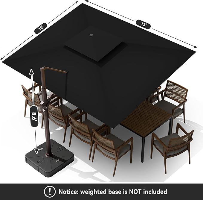 10 X 13 FT Cantilever Outdoor Patio Umbrella - Image 8