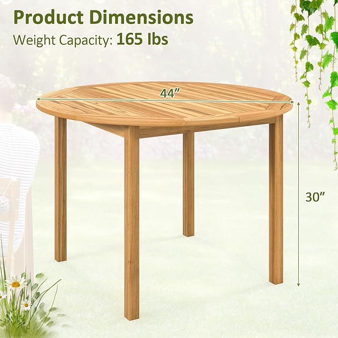 Tangkula 44" Round Outdoor Dining Table - Image 3