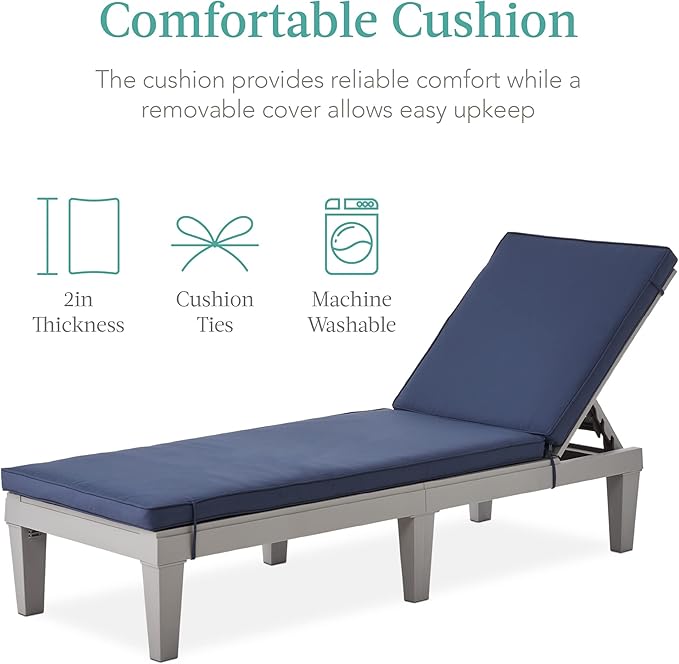 Best Choice Products Outdoor Lounge Chair, Resin Patio Chaise Lounger - Image 5