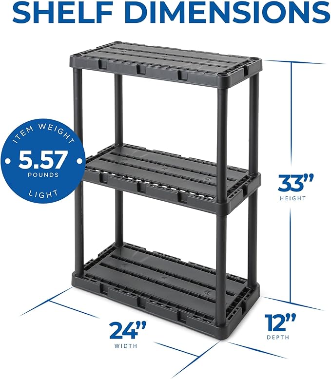 Gracious Living 3 Pack Light Duty Storage Shelves, Knect-A-Shelf 3-Shelf - Image 3