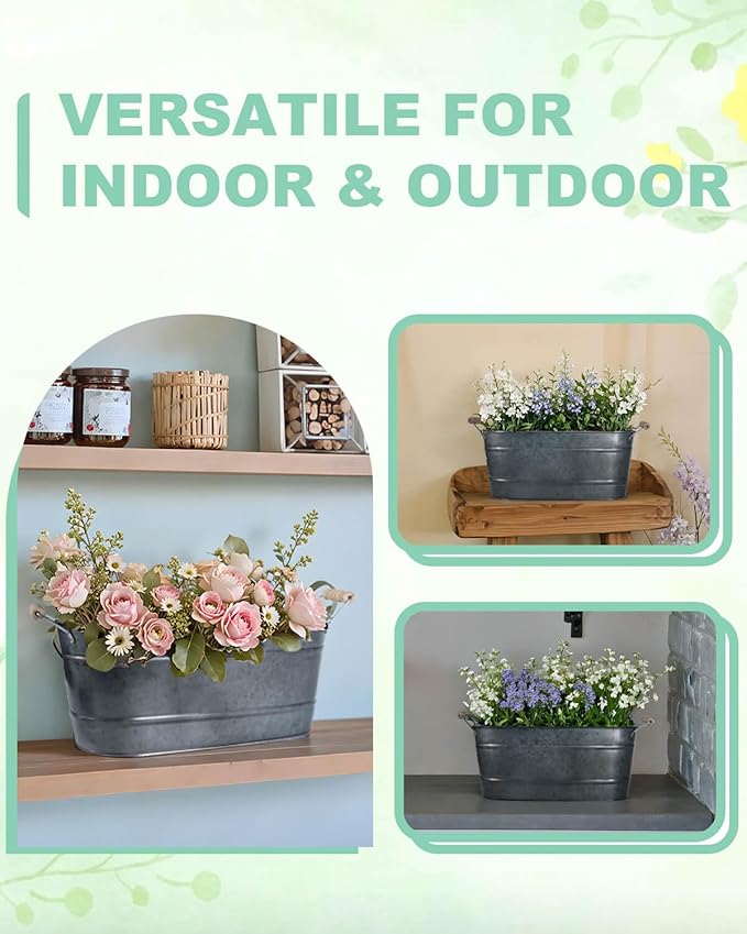 15 Inch Galvanized Planters for Outdoor Plants - Image 5