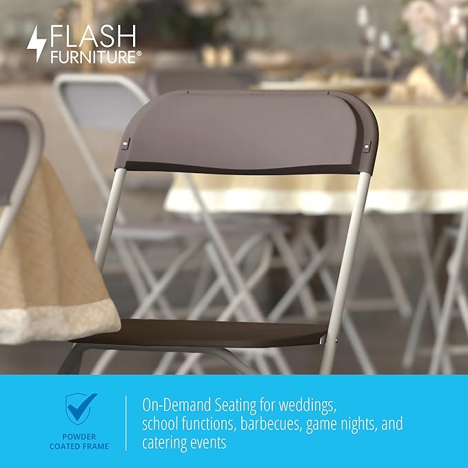 Flash Furniture Hercules Series Plastic Folding Chair Brown - Image 8
