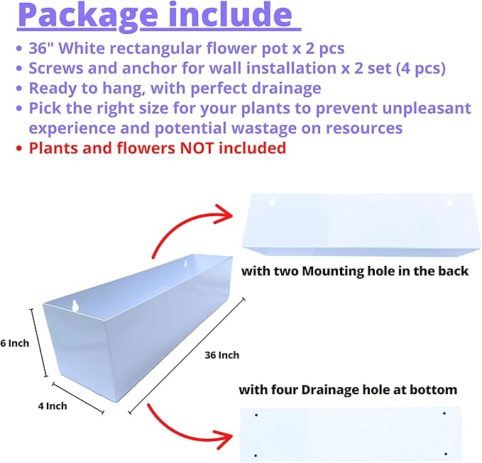LaLaGreen Wall Planters for Outdoor White Carbon Steel Metal Hanging Flower Pots - Image 2