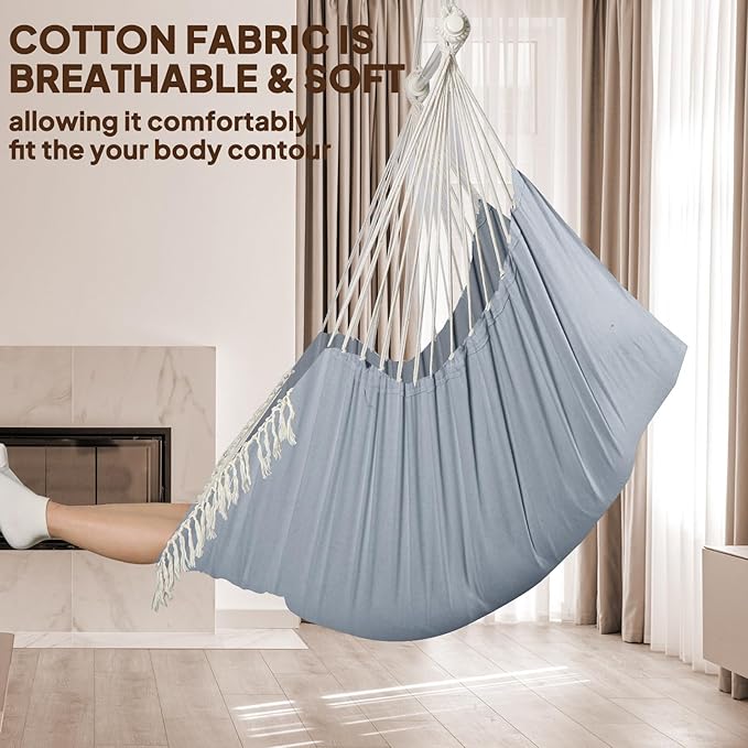 Chihee Hammock Chair 4.9ft x 3.9ft Max 500 Lbs Widen Hanging Swing 2 Cushions - Image 2