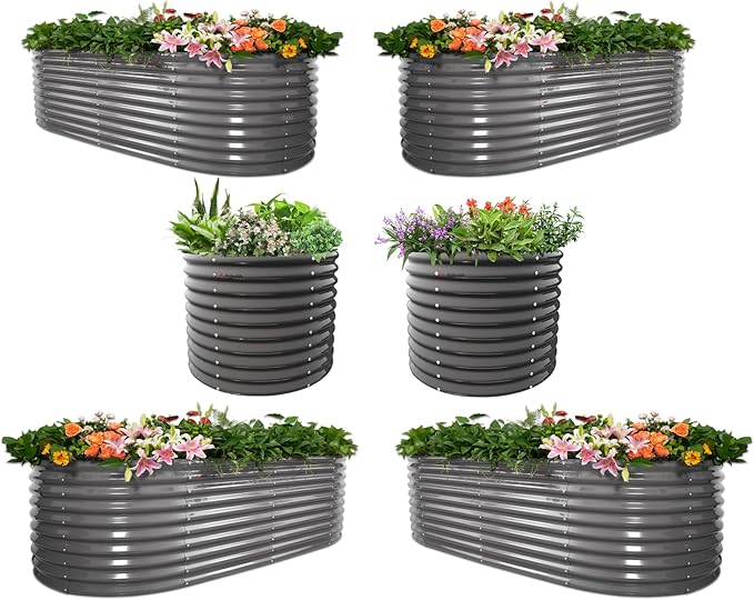 A ANLEOLIFE Set of 6, 30 Inch Extra Tall Galvanized Raised Garden Beds Kit by AAnleolife