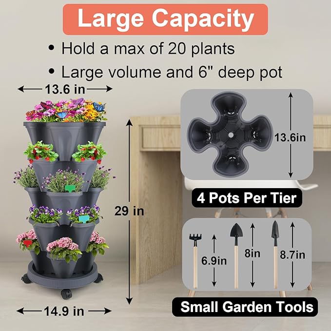 DUNCHATY Stackable Planter, Vertical Strawberry Planter - Image 3