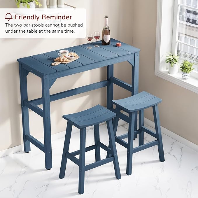 Stoog All-Weather Patio Bar Set, 3-Pieces Outdoor Bar Table and Stools Set - Image 9