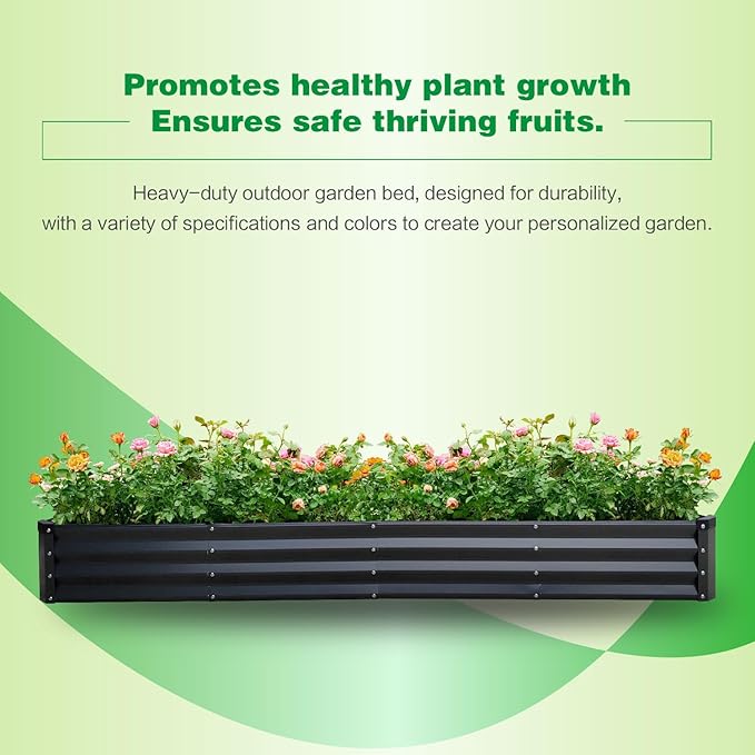 GARDMAX 8x4x1FT Galvanized Raised Garden Bed Kit, Metal Planter Boxes Outdoor - Image 6