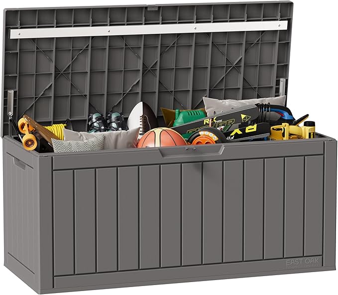 EAST OAK Outdoor Storage Box, 90 Gallon Deck Box, Waterproof Resin Storage Bin by EASTOAK
