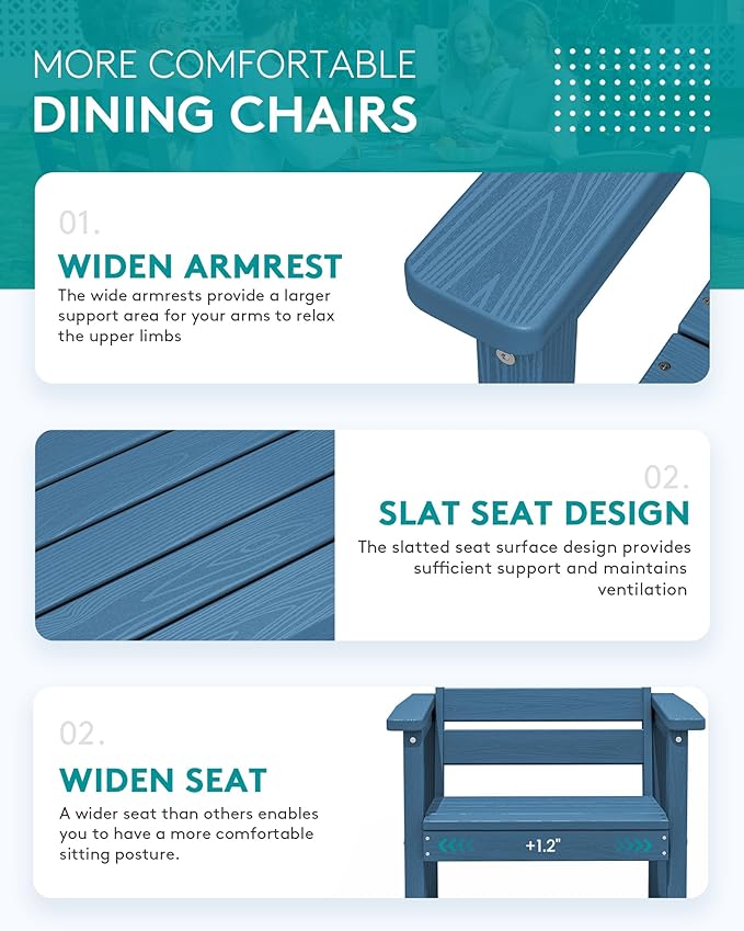 SERWALL 9-Piece Outdoor Dining Set, All Weather HDPE Outdoor Furniture Set - Image 6