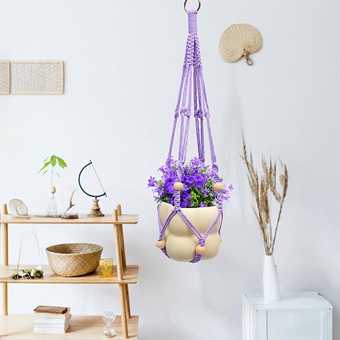 Hoteam 12 Pcs Macrame Plant Hangers Macrame Hanging Planters - Image 7