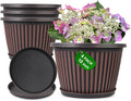 Planter-Pots-for-Plants-Indoor-Outdoor, 4 Pack 10 Inch Plastic Flower Pots by Myfeegoin