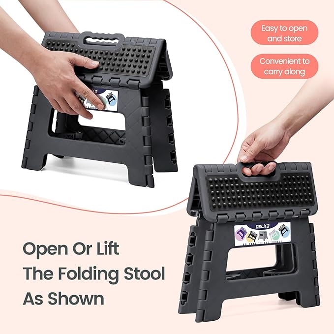 Delxo Folding Step Stool 9 Inch, Non-Slip Foldable Stools - Image 5