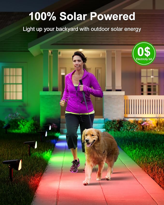 6 Pack Color Changing Solar Powered Outdoor Spot Lights Outside Landscape - Image 4