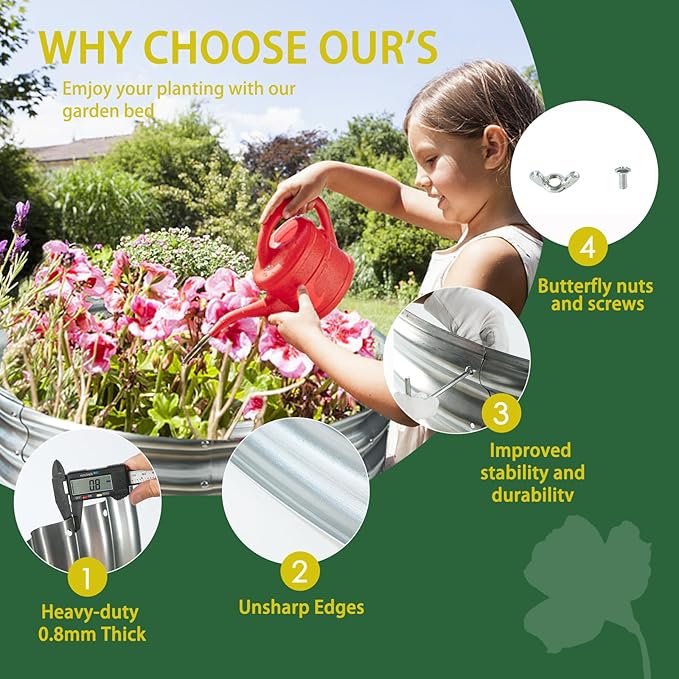 Durable Round Galvanized Steel Raised Garden Bed - Image 3