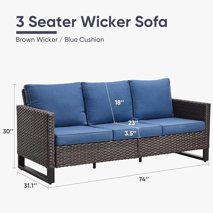 Belord Outdoor Couch Patio Furniture: Wicker Patio Sofa - Image 2