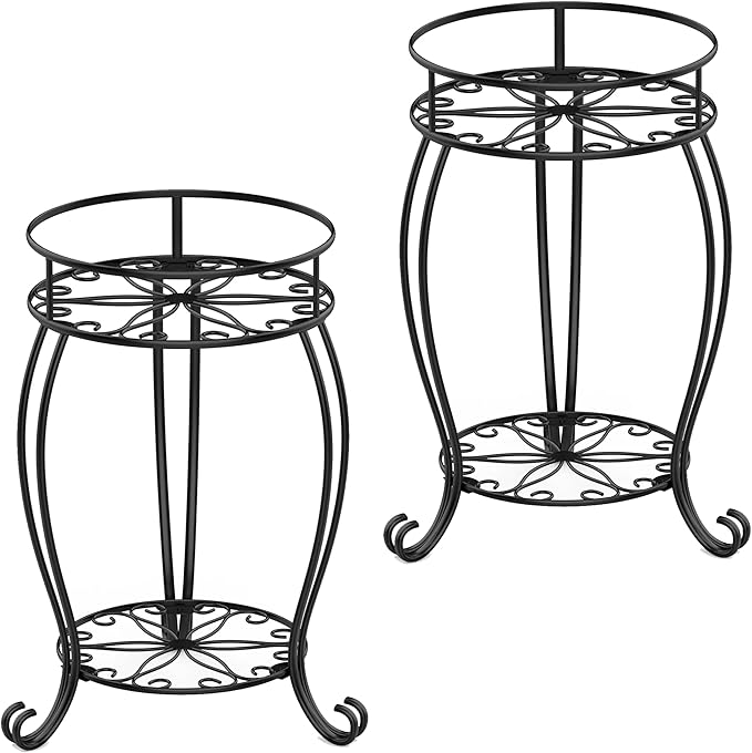 FaithLand 2 Pack Plant Stands, Heavy Duty Metal Planter Holder Indoor Outdoor by FaithLand