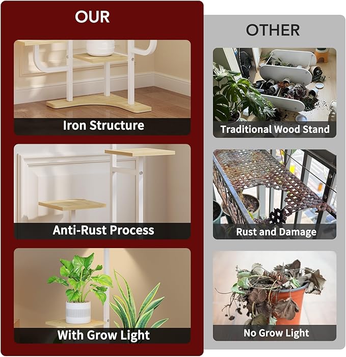 Corner Plant Stand with Grow Light - Image 7